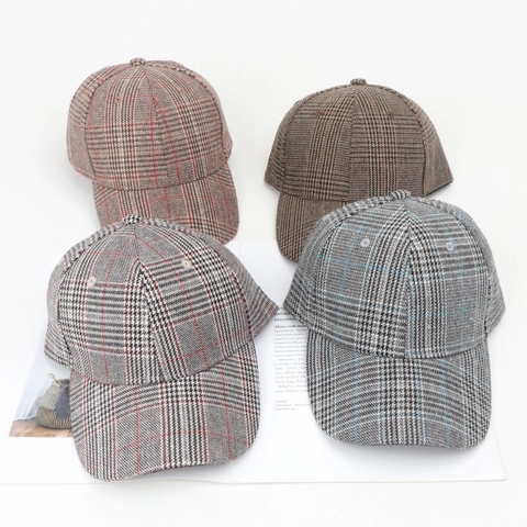 Cappello Da Baseball A Quadri Retrò Cotone Motivo Pied De Poule Regolabile Cappello Da Sole Casual Unisex