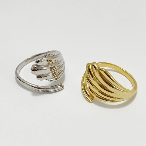 Shell Texture Open Ring 925 Sterling Silver Adjustable French Minimalist Wavy Fan Shaped Jewelry For Women
