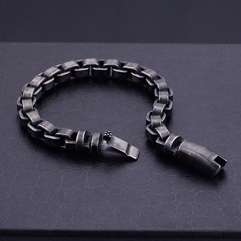 Pulsera De Acero Inoxidable Para Hombre Retro Cadena De Eslabones Box Gruesa Hip Hop Punk Joyería Masculina