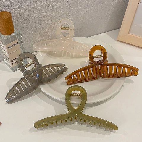 Grandi Mollette Per Capelli Tenuta Forte Acrilico Resina Geometrico Opaco Minimalista Shark Clips Accessori Per Donne