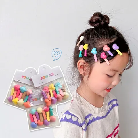 Kinder Haarspangen Bunte Bonbonfarben Kunststoff Harz Herz Stern Form Entenschnabel Barrette Für Mädchen Student Süßes Accessoire