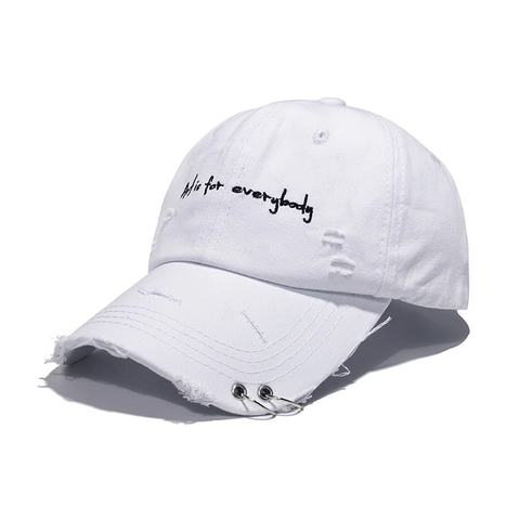 Cappello Da Baseball In Cotone Distressed Con Anelli Di Metallo Ricamo Art Is For Everybody Berretto Hip Hop