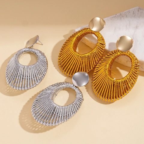 Gewebte Ovale Hängeohrringe Mit 925er Sterlingsilber-Ohrstecker Samttextur Modeschmuck Damen