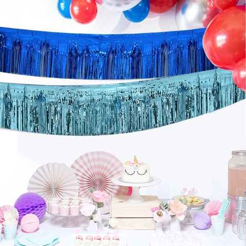 Metallic Foil Fringe Tinsel Banner Shiny Rain Satin Curtain Streamer For Birthday Wedding Party Background Decor Self Adhesive