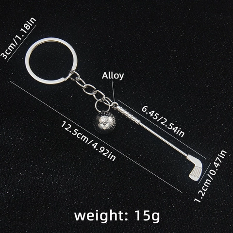 Mini Golfschläger Und Ball Schlüsselanhänger Silber Zinklegierung Eisen Sport Anhänger Tasche Deko Kreatives Geschenk