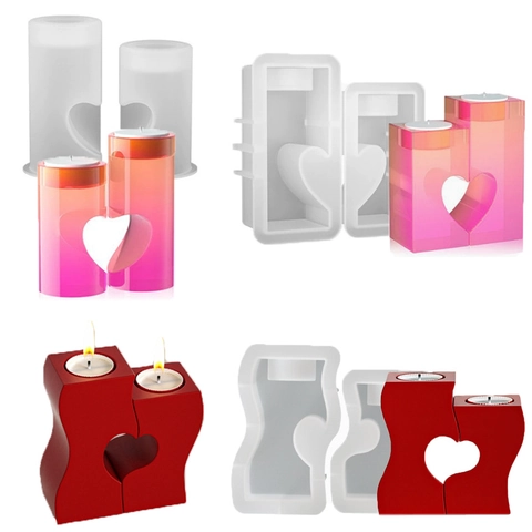 Candle Holder Silicone Mold Heart Shaped Stitching Irregular S-Shape DIY Crafting Gypsum Wax Resin Handmade Home Decor
