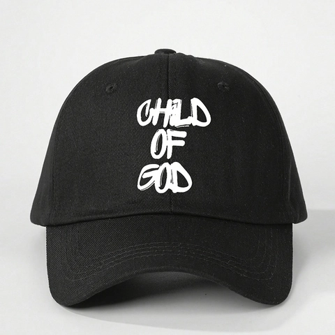 Child Of God Letter Print Baseball Cap Adjustable Curved Brim Polyester Outdoor Casual Unisex Sun Hat