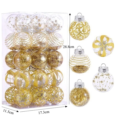 Palle Di Natale In Plastica PET Trasparente Con Glitter Decorazioni Appese Infrangibili Per Albero Delle Feste E Decorazioni