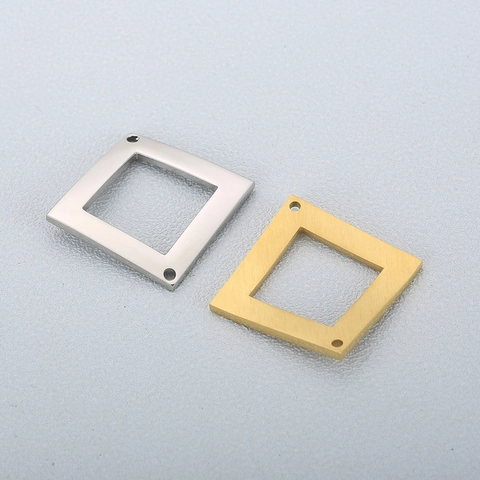 Conector De Colgante Hueco Cuadrado De Acero Inoxidable Doble Agujero Dijes Geométricos Para Fabricación De Joyas