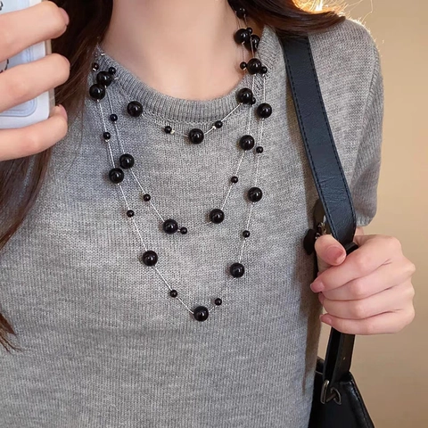 Collana Lunga Di Künstliche Perle Per Maglione Multistrato Stile Coreano Gioielli In Lega Eleganti Per Donna Accessorio Di Moda Versatile