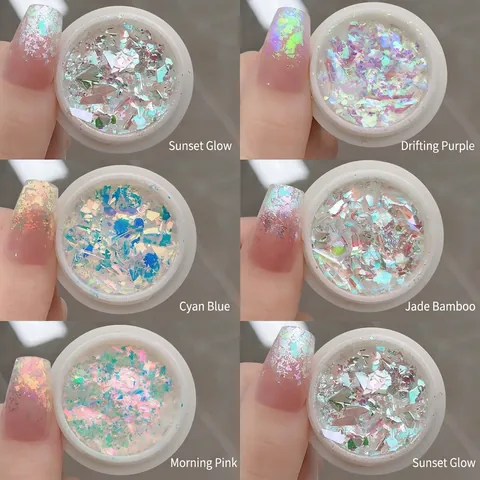 Aurora Opal Nail Powder Iridescent Holographic Polarized High Flash Chameleon Flakes For DIY Manicure Decoration Shiny