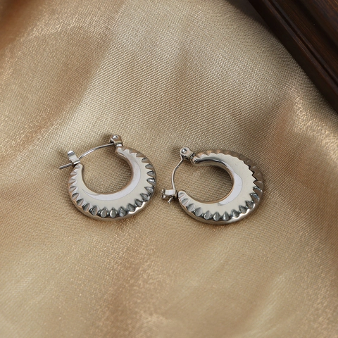 Boucles d'Oreilles Créoles Géométriques en Acier Inoxydable Vintage pour Femmes Minimaliste Plaqué Or Argent Forme en U Bijoux