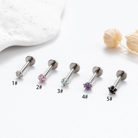 Stervormige Zirconia Labret Studs Roestvrij Staal Interne Schroefdraad Oorkraakbeen Piercing Nagels Ingelegde Mode Sieraden