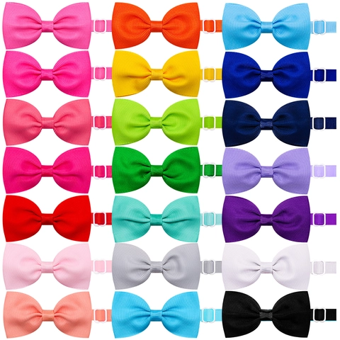 Pet Bow Tie Adjustable Collar Solid Color Polyester Grosgrain Bowknot For Cats Dogs Puppies Wedding Party Accessories