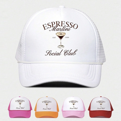 Gorra Trucker Espresso Martini Social Club Vintage Malla Ajustable Visera Curva Transpirable Gorra De Sol