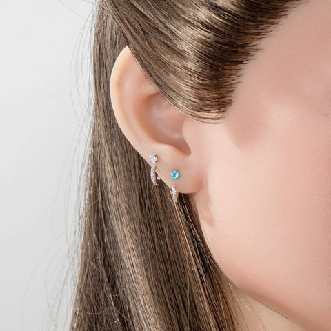 Boucles D'oreilles Piercing En U En Acier Titane Cuivre Micro-Serti Zircon Cartilage Labret Studs Bijoux Colorés Femmes