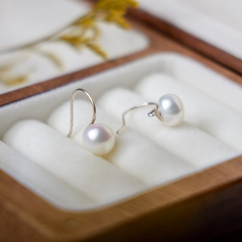 Elegante Natürliche Süßwasserperle Ohrhänger Mit 925 Sterlingsilber Zubehör Für Damen Tägliches Pendeln Schmuck