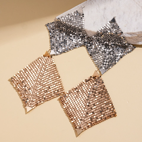 Geometrische Metall Gitter Tropfen Ohrringe Legierung Mit 925 Sterling Silber Ohrstecker Übergroßer Modeschmuck