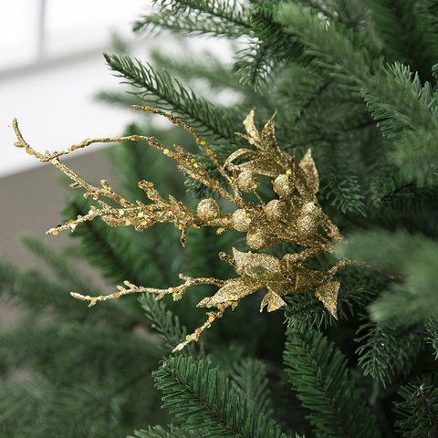 Christmas Tree Berry Sprigs Artificial Glitter Stems Foam Plastic Sparkling Picks For Holiday Home Vase Decor Party