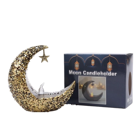 Mond Stern LED Kerzenhalter PP Kunststoff Flackernde Flammenlose Lampe Ramadan Eid Mubarak Dekoration Im Nahen Osten