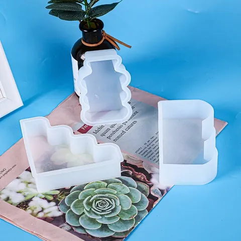 Geometrische Silikon Kerzenform DIY Aromatherapie Harzguss Werkzeug Für Berg Trapez Vase Minimalistische Heimdekoration