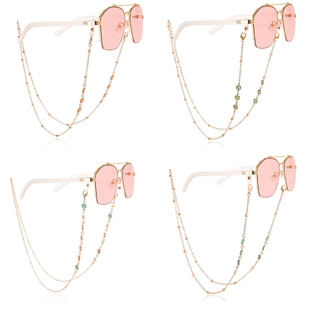 Colorful Enamel Daisy Glasses Chain Alloy Bead Mask Lanyard For Women Fashion Anti Lost Eyewear Strap