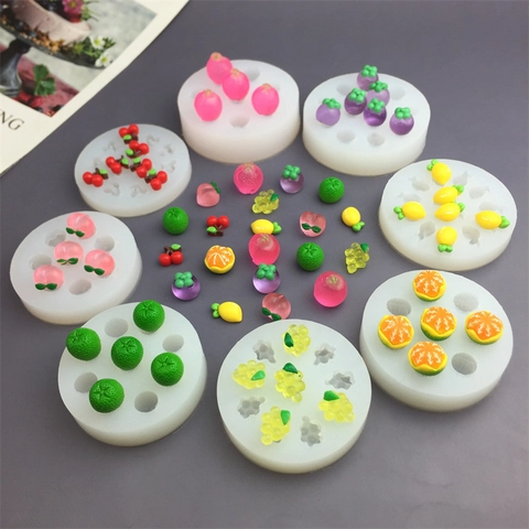 Fruit Shape Silicone Molds Peach Cherry Mango Kumquat Grape Pomegranate DIY Fondant Chocolate Cake Decorating Baking Craft