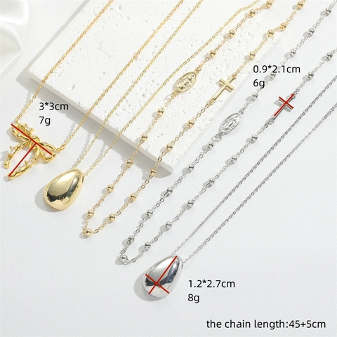 Cross Bow Pendant Necklace 14K Gold Plated Copper Cubic Zirconia Vintage French Style Women Jewelry Accessory