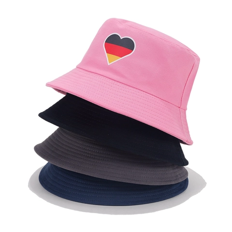 German Flag Bucket Hat Cotton Retro Casual Sun Protection Hat Heart Eagle Germany Print Foldable Outdoor Summer Travel Fisher Hat