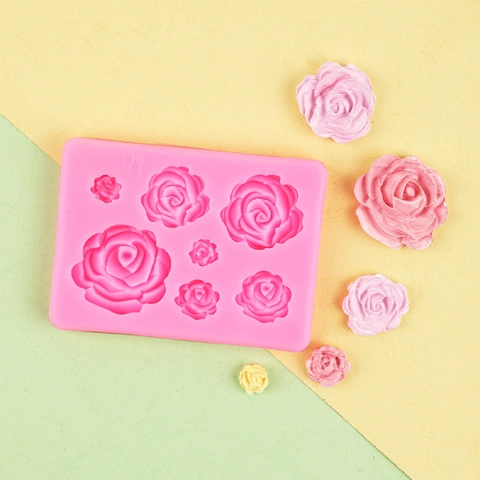 3D Rose Flower Silicone Mold Multi Cavity Size For Cake Decoration Fondant Chocolate Soap DIY Crafting