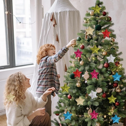 Pendenti A Stella Per Albero Di Natale Stella A Cinque Punte Luccicante Ornamenti Appesi Per Decorazioni Festive Casa