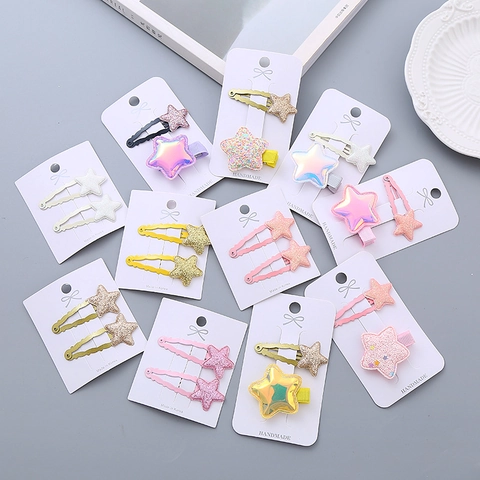 Cute Kids Star Hair Clips Sparkling Glitter Five-Pointed Star Alloy BB Clips Sweet Girls Hair Accessories