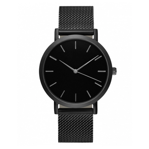 Elegant Women Quartz Watch Milanese Stainless Steel Mesh Band Minimalist Bar Indices Fashion Casual Round Wristwatch