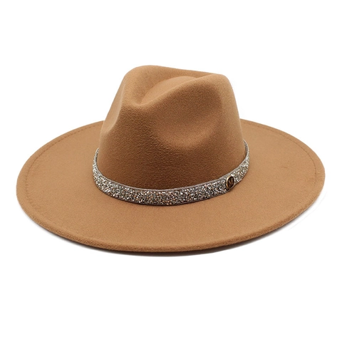 Breitkrempiger Fedora Hut Wollfilz Eleganter Strassband Metall M Logo Jazz Hut Für Unisex