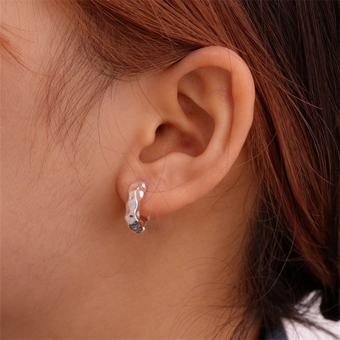 Pendientes De Aro Martillados Irregulares Minimalistas De Cobre Metal Textura De Lava Joyería Geométrica Para Mujeres Estilo Moderno