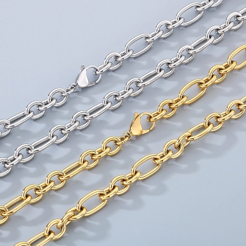 Collana E Bracciale A Catena Grossa Gioielli In Acciaio Al Titanio Unisex Moda Stile Industriale Minimalista Maglie Lucide