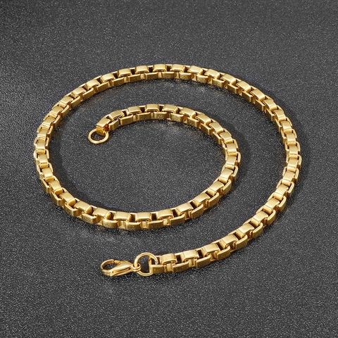 Collana A Catena Veneziana In Acciaio Inossidabile Placcato Oro Lucidato Catena A Maglie Moda Hip Hop Gioielli Uomo Donna