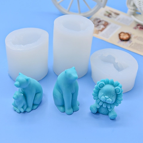 Animal Silicone Mold Lion Polar Bear DIY Handmade Candle Gypsum Soap Resin Crafts Aromatherapy Decorative Supplies