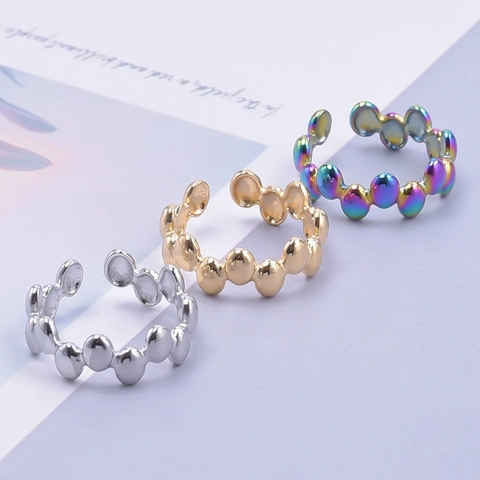 Bubble Kralen Open Ring Roestvrij Staal Verstelbaar Gepolijst Geometrische Minimalistische Sieraden Voor Dames Heren