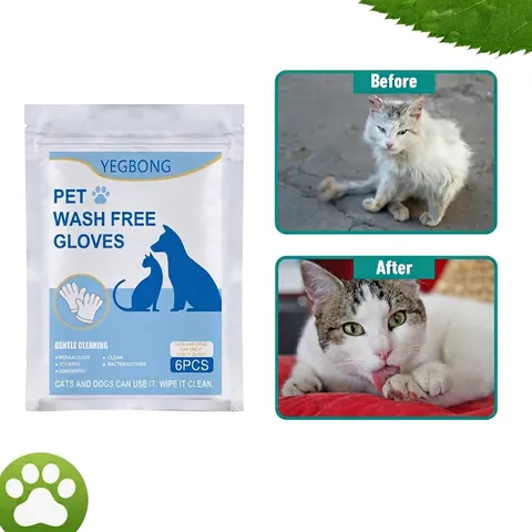 Pet Cleaning Gloves Waterless No Wash Wipes Non Woven Deodorizing Antibacterial Herbal Extract For Dogs Cats Body Eye Ear Paw Grooming Portable