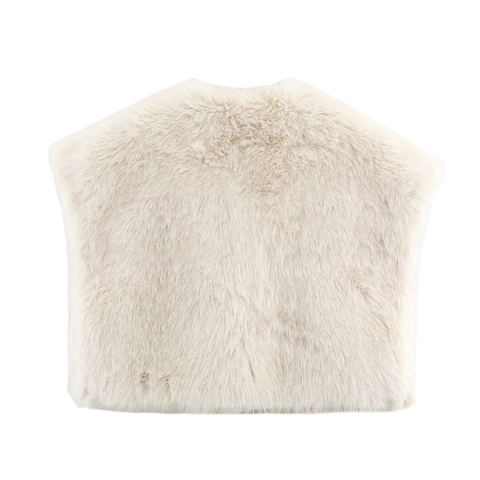 Women Faux Fur Vest Sleeveless Waistcoat Solid Color V-Neck Plush Casual Outerwear Retro Fashion