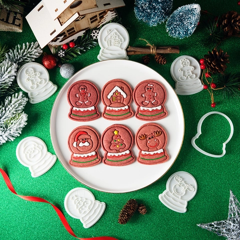 Stampo Per Biscotti Di Natale Plastica 3D Palla Di Neve Pinguino Tagliapasta Fondente Strumenti Per Pasticceria