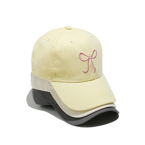 Women Cotton Baseball Cap Sweet Bowknot Embroidery Sun Protection Adjustable Casual Peaked Hat