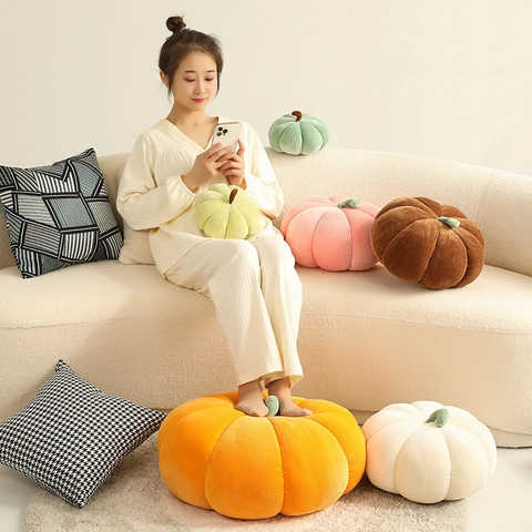 Pumpkin Plush Pillow Soft Corduroy Decorative Cushion For Sofa Bed Living Room Nordic Style Halloween Gift