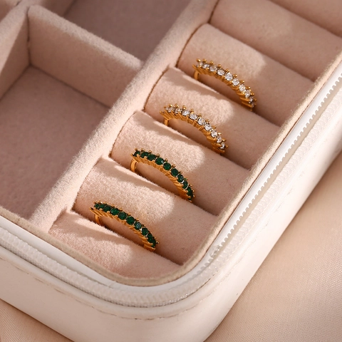 Mini Creolen 18K Vergoldeter Edelstahl Mit Mikropflaster Zirkonia Einfache Elegante Mode Für Frauen Schmuck