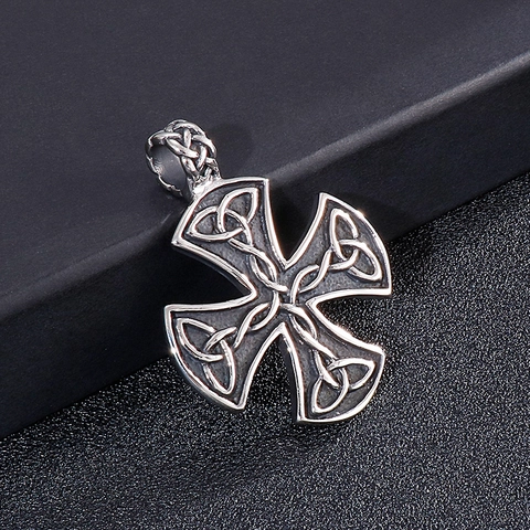 Pendentif Croix Noeud Celtique Acier Inoxydable Bijoux Style Punk Religieux Vintage Pour Hommes