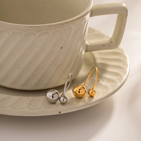 Minimalistischer Verstellbarer Ring Edelstahl Zweifach Kugel Geometrisch Modern Damen Schmuck