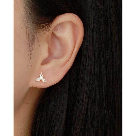925 Sterling Silber Ohrstecker Für Damen Kleines Dreieck Birnenschliff Zirkon Wassertropfen Knorpel Piercing Schraubverschluss