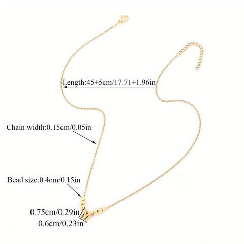Collana Con Ciondolo Lettera Iniziale In Lega Minimalista Con Perline CCB Catena Elegante Per Donne