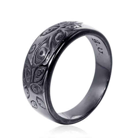 Edelstahl Evil Eye Ring Vintage Geometrisches Design Für Damen Herren Mode Schmuck Punk Stil Band Gold Schwarz Silber